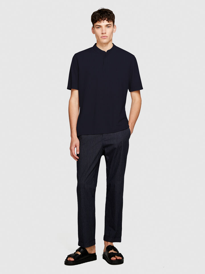 T-shirt in pique - men's short sleeve t-shirts - Dark Blue | Sisley image number 1